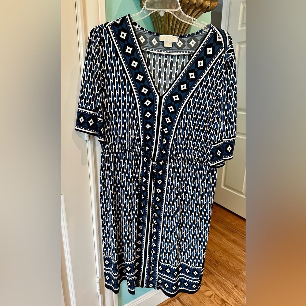 MICHAEL Michael Kors Blue and White Patterned Dress